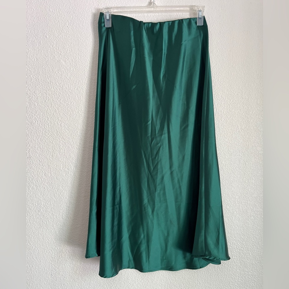 Green Midi Slip Skirt for Cocktail